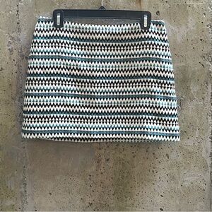 Milly Black, Blue and White Ribbed Pencil Mini Skirt, 6